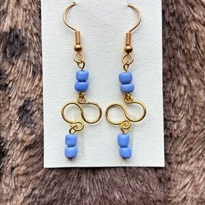 Gold and Blue Infinity Earrings